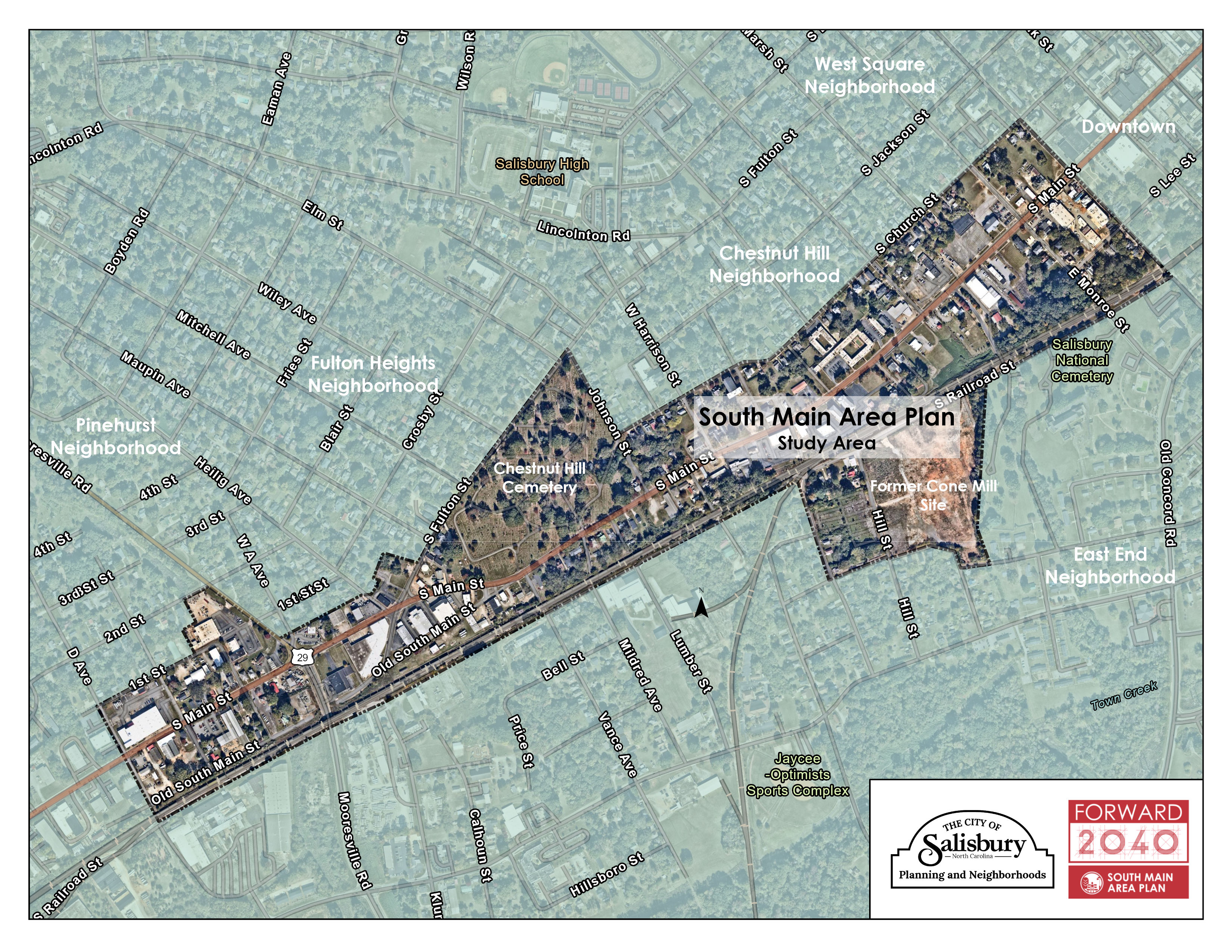 map of South Main Area Plan