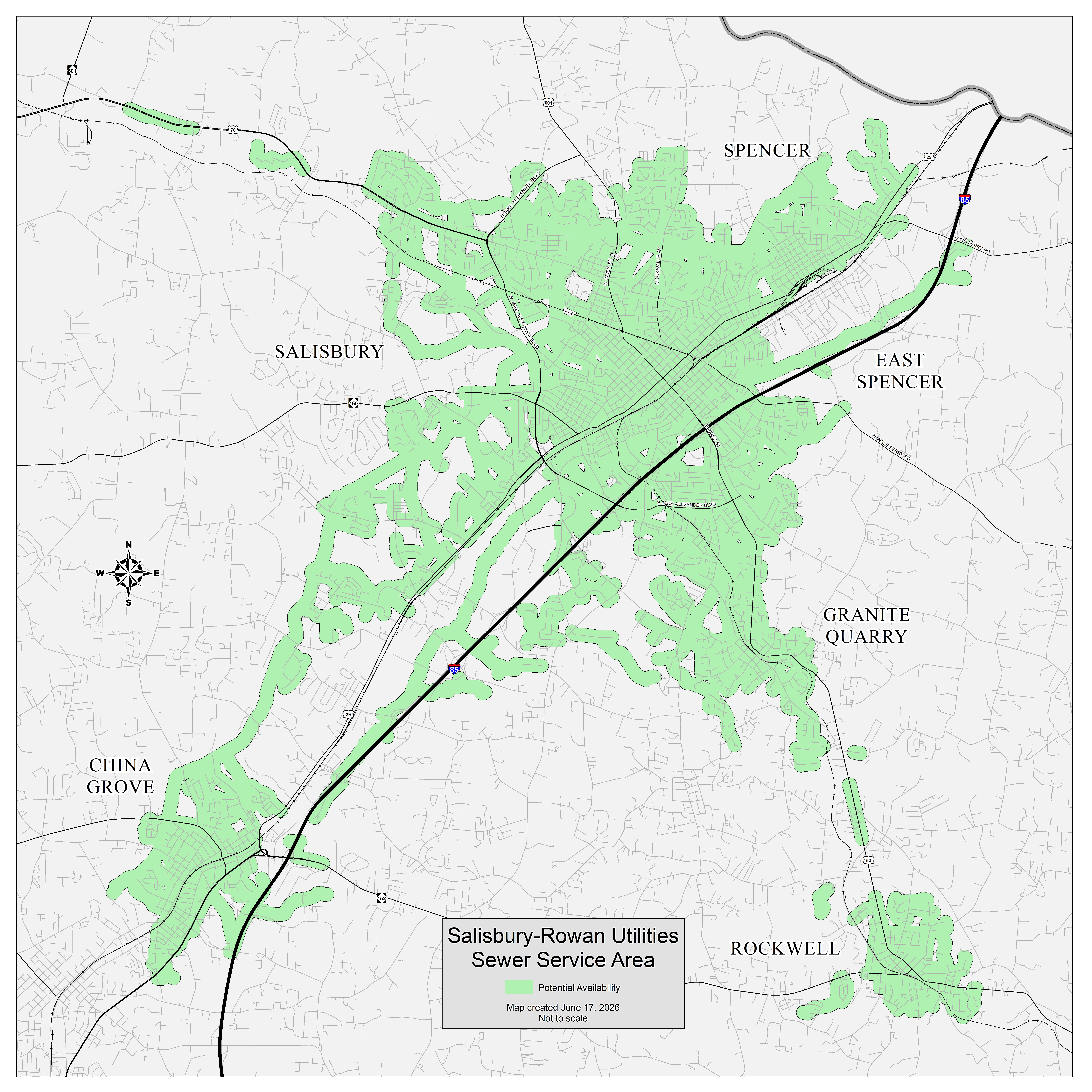 SRU Service Area Map for Sewer