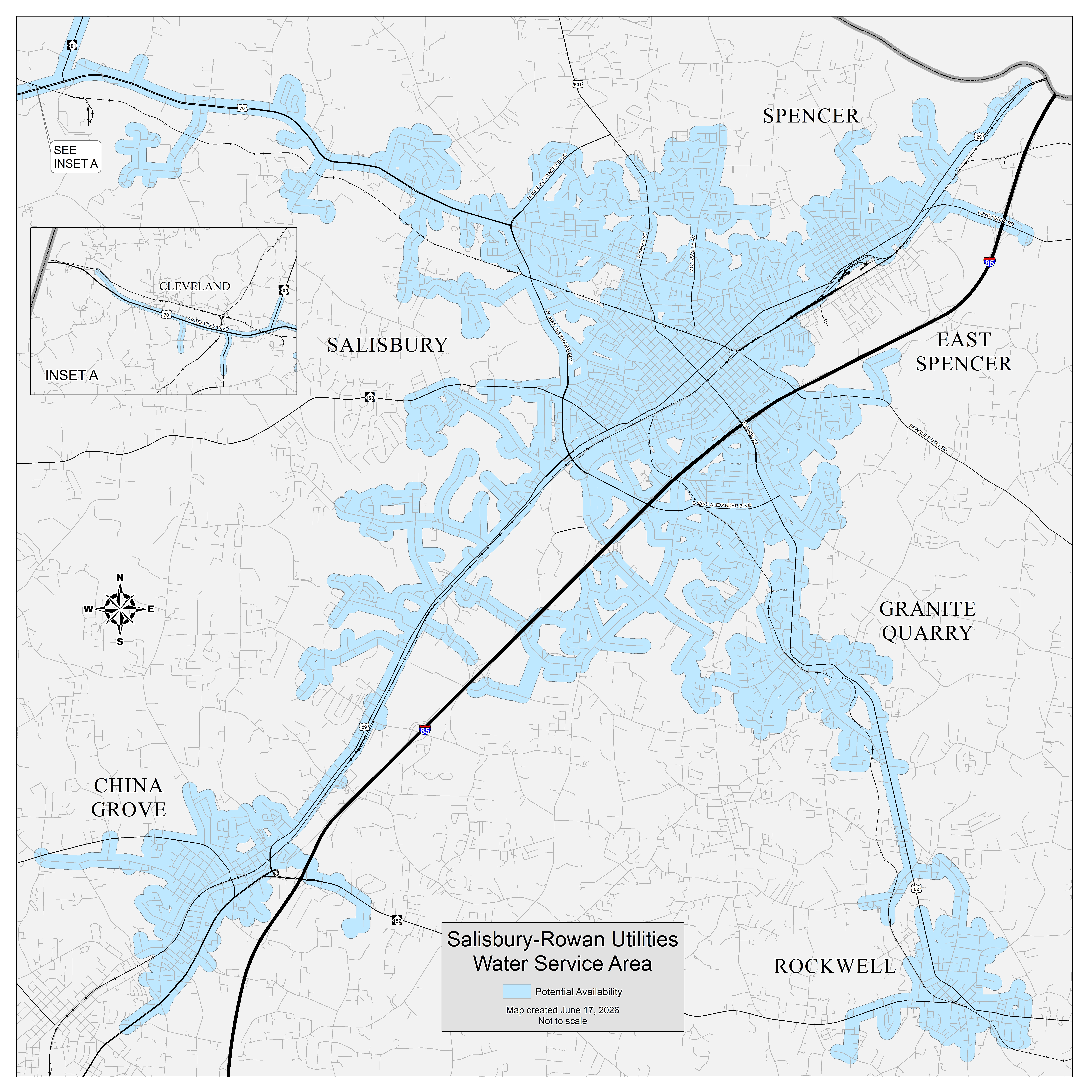 SRU Service Area Map for Water