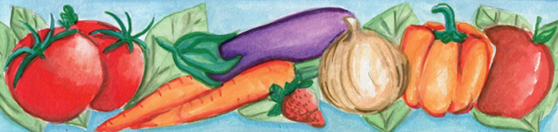 mural depicting fresh vegetables in closeup detail