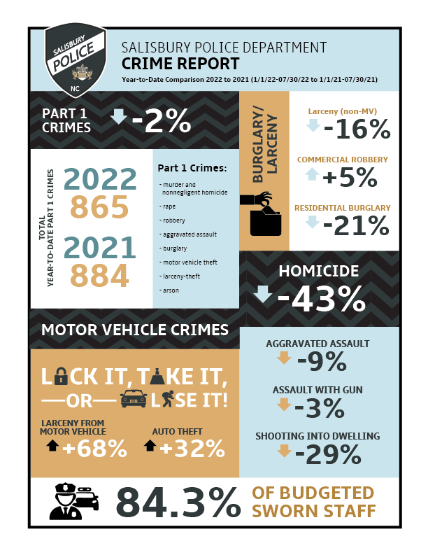infographic of crime report for salisbury police department, year-to-date